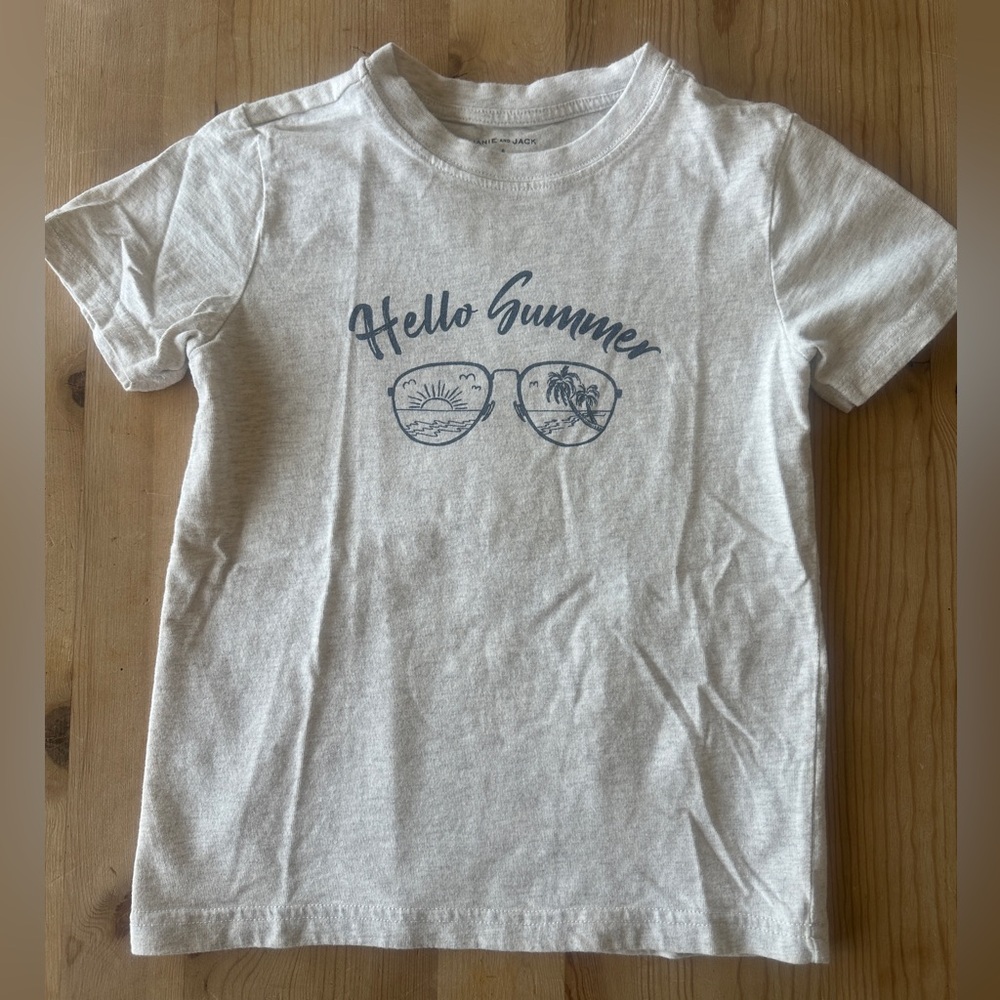 Janie and Jack Hello Summer Kids T-Shirt - Heather Oatmeal